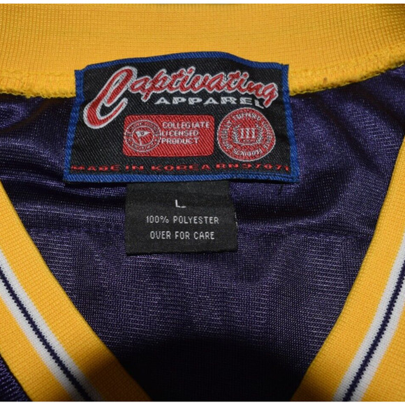 LSU Football Jersey Men's Sz L Purple Shirt Gold Letters Captivating Apparel #32 - Picture 8 of 9